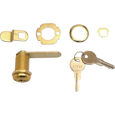 Prime-Line Prime-Line Bright Brass Gold Steel Cabinet/Drawer Lock U9946